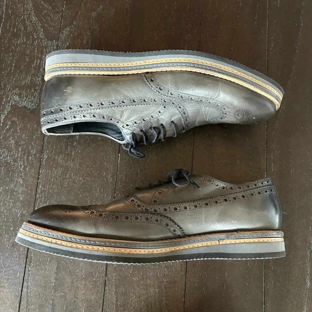 Beymen‎ Business Grey Wingtip Oxford Dress Shoes Work Academia Size EU 44